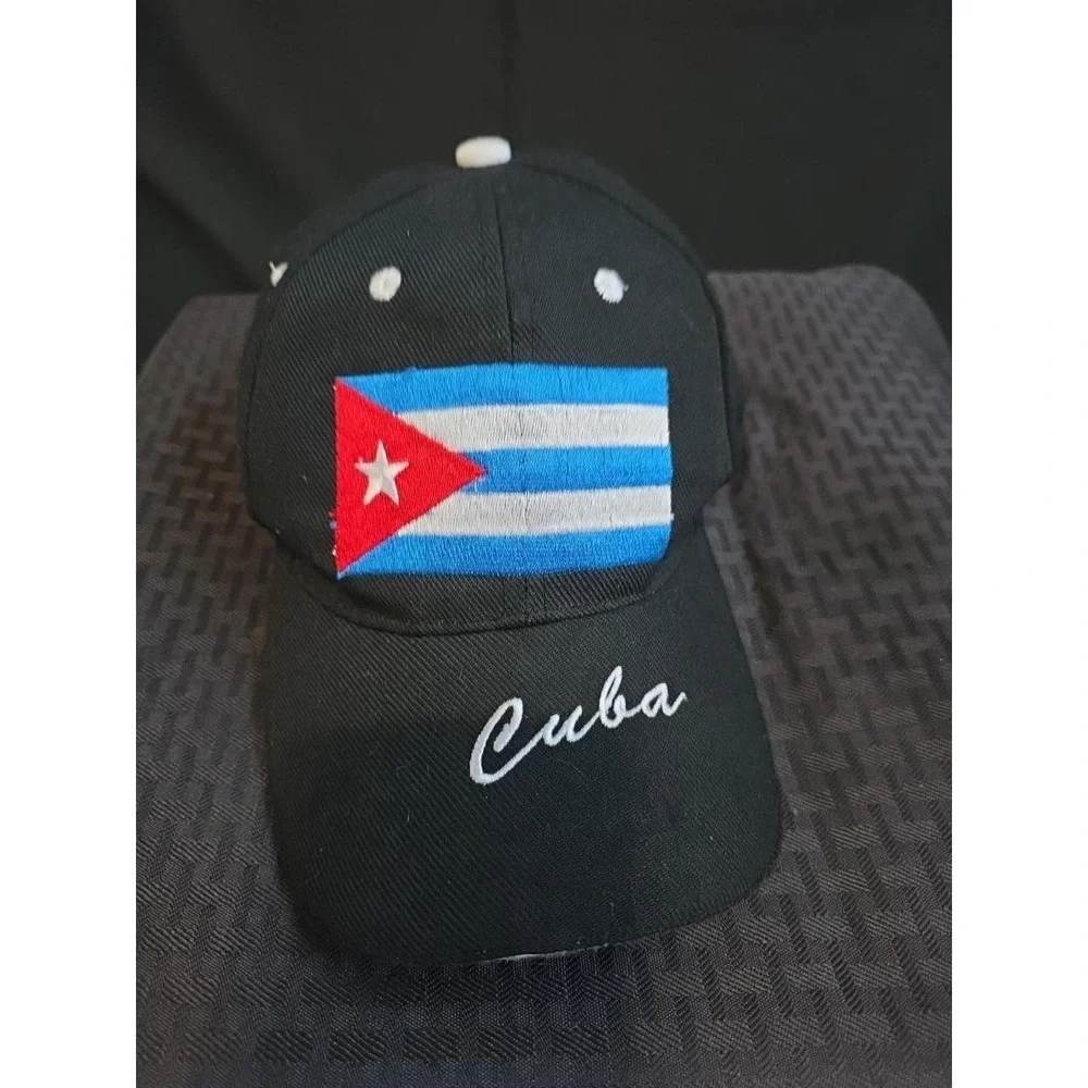 CUBA Flag Hat Baseball Style Cap Adult Adjustable Unisex Color Black
